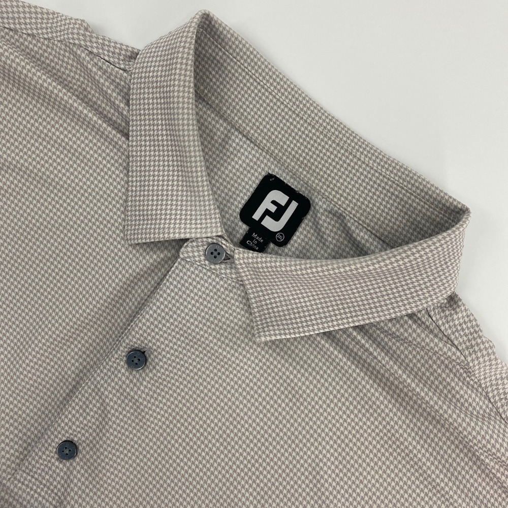 FootJoy Golf Polo Mens 3XL Gray Houndstooth Performance Shirt Athleisure Club